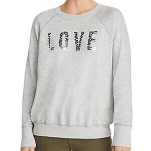 New Sundry Love Sequined Raglan Heather Gray Pullover Sweatshirt NWT 0/XS